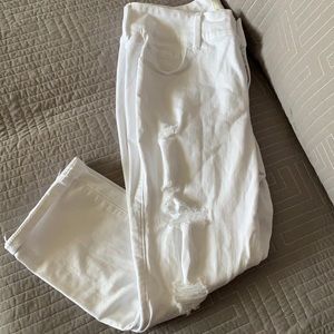 White jegging crop pant